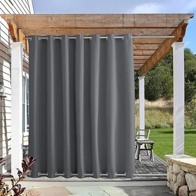 Produktbild von Topchances 4 Stück Outdoor Vorhang Wetterfest mit ösen Oben und Unten, B254XH213cm Sonnenschutz Blackout Outdoor vorhänge für Terrasse Garten Veranda Pergola Cabana Gazebo Dock,Dunkelgrau