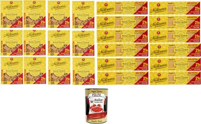 Produktbild von La Molisana, Spaghetti & Penne rigate mit Lupinen, Protein-Tagliatelle mit Lupinenmehl und italienischem Hartweizengrieß - bronzegezogen 24x400gr + Italian gourmet polpa 400g