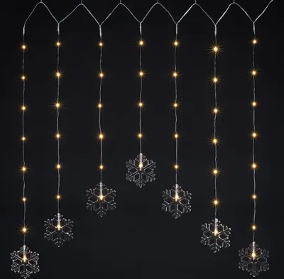 Productafbeelding van LED-slingers "Sneeuwvlok" voor binnen, 47 warmwitte LED's, afmetingen 120 cm breed x 70 cm hoog