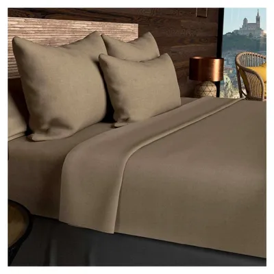 Produktbild von Spannbettlaken Baumwolle Taupe 140 x 190 cm