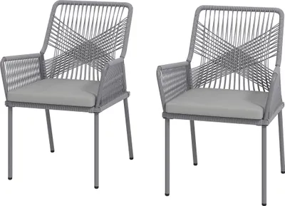Produktbild von Outsunny 2er Set Gartenstuhl Rattan Gartenmöbel mit Armlehne Rückenlehne