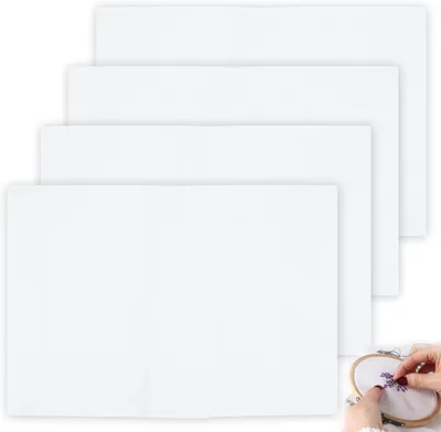 Productafbeelding van Kruissteekstof Set - Borduurdoek Stof - Creatief Borduren - Standaard Rastergaten - 4 Stuks 30x45cm - Wit