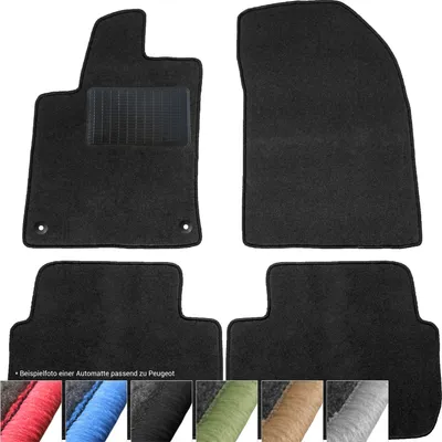 Produktbild von moto-MOLTICO Fußmatten Auto Velours Autoteppiche Schwarz Automatten Set 4-teilig passend für Peugeot 406 1995-2004 (Schwarze - Ziernähte)