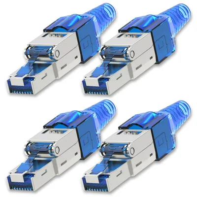 Produktbild von NEXMEX 4x Netzwerkstecker Cat 7 CAT7 RJ45 Stecker Werkzeuglos Metall 10GBit/s
