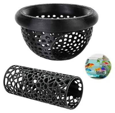 Productafbeelding van Set van 2 aquarium accessoires: drijvende voetring en schuilplaats