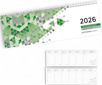 Produktbild von Zettler Tischquerkalender 1W/1S 2026 29,6x9,9 cm grün 1 Wo.
