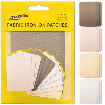 Stoff-Aufbügelpatches 12 Stk. 7,5x10,5 cm Baumwolle Braun Beige Kaki