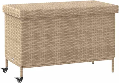 Produktbild von "2026 MODERNE"Aufbewahrungstruhe/Gartenbox - Gartentruhe elegantes Design - mit Rollen Beige 110x55x73cm Poly Rattan - Gartenboxen NeuMöbel267784