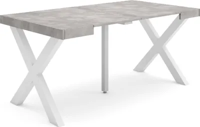 Produktbild von Ausziehbarertisch, 160x90x73cm, Für 8 Gäste, Massivholz Beine, Zementgrau