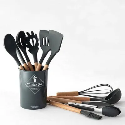 Produktbild von Famanu Silikon Küchenaccessoires Set - 11 Teile inklusive Aufbewahrungsbehälter