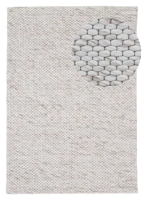 Produktbild von Wollteppich Sina weicher handweb Teppich Natur Beige meliert 80x150 cm | Zeitloser Wollteppich für Wohnzimmer, Schlafzimmer & Kinderzimmer