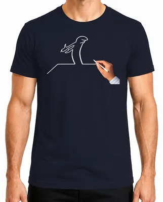 Zdjęcie produktu dla T-shirt męski "La Linea Osvaldo Cavandoli Balum Strichmännchen", granatowy, rozmiar S