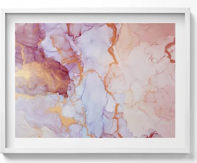 Produktbild von Rosa und goldener Marmor– Wandbild mit Rahmen – Gerahmtes Bild  – Wanddekoration – 80x60 cm –  Weiß Rahmen