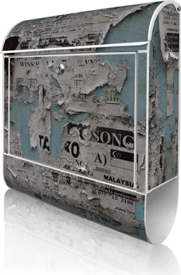 Produktbild von banjado Design Briefkasten Stahl weiß mit Zeitungsfach pulverbeschichtet "Wand mit Zeitungen" 38x46x12,5cm & 2 Schlüssel - Postkasten A4 Einwurf inkl. Montagematerial [BK 10549]