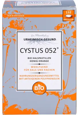 Immagine prodotto di Cystus 052 pastiglie per la gola biologiche Miele-Arancia, 132 pz PAS