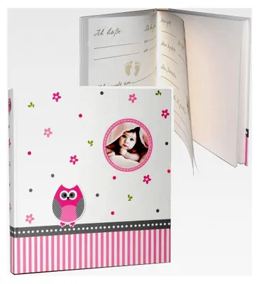 Produktbild von XL Fotoalbum - Baby - Eule & Blumen - mit Foto - Gebunden zum Einkleben - blanko - groß für bis zu 312 Bilder