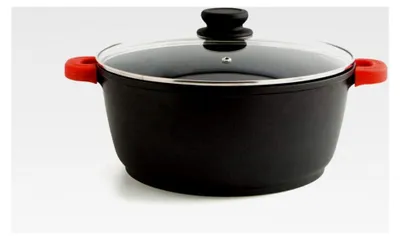 Produktbild von Aluminiumguss Kochtopf, 28 x 12,5 cm, Schwarz, 6,35 l