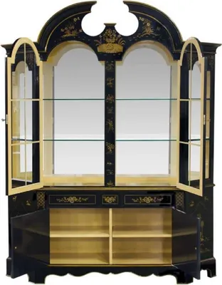 Luxus Barock Vitrine Vitrinenschrank Schwarz Gold Luxury Baroque Display Cabinet Showcase Black Gold