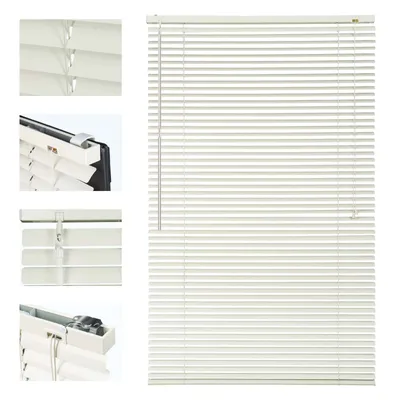 Image de Sekey Store vénitien en aluminium crème 70×130 cm Store vénitien en aluminium sans percer 25mm Lamelle en aluminium Fenêtre Rollo Klemmfix avec matériel de montage
