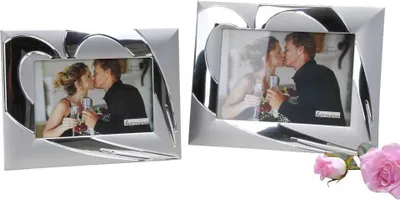 Produktbild von 2er SET Fotorahmen, Bilderrahmen HERZ 23,5x18,5cm + 20,5x15,5cm silber Formano