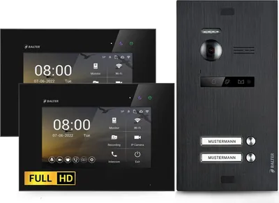 Produktbild von HD Video Türsprechanlage für 2 Familienhaus, 2 x Monitore, Balter EVO HD Black