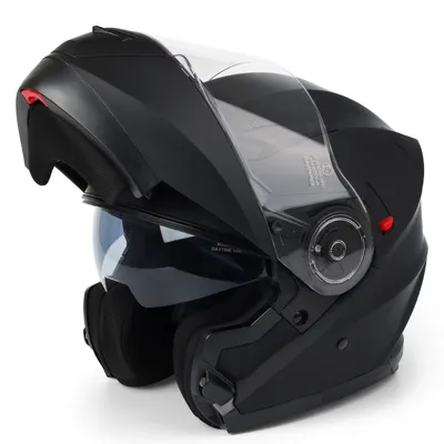 Produktbild von Klapphelm mit Doppelvisier, Hochwertiger Motorradhelm Klappbar, ECE 22-06, Schwarz, Größe XL(61CM) - Ideal für Roller, Moped, Mofa und Scooter