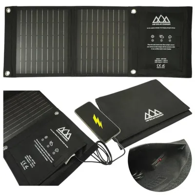 Obrázok produktu pre Prenosný solárny panel 14 W, 60 x 23 x 2,5 cm – Dva USB výstupy 5 V/2,1 A – Obnoviteľná a praktická energia – Beast