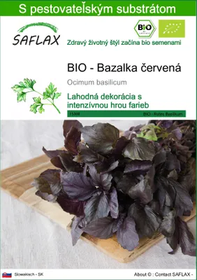 Obrázok produktu pre SAFLAX - BIO - Bazalka červená - Ocimum basilicum - 400 Semená - S pestovateľským substrátom bez klíčkov