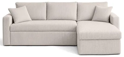Image de Best Mobilier Cyrus - canapé d'angle réversible 4 places - convertible avec coffre - en velours côtelé , Beige