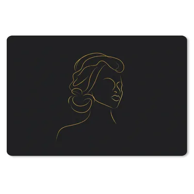 Produktbild von MuchoWow® Schreibtischunterlage Frau - Schwarz - Gold - Strichzeichnung 60x40 cm - XXL Mauspad - Großes Mauspad