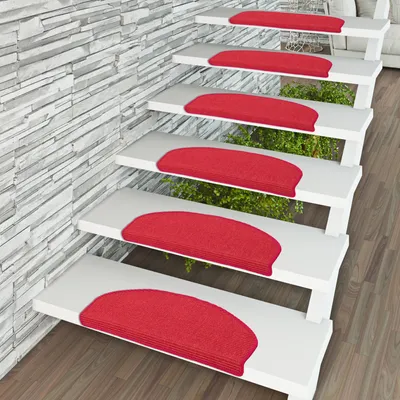 Produktbild von Natur Sisal Stufenmatte Rot (halbrund) in 2 Größen, Größe / Menge:24x65 cm = 1 Stck.