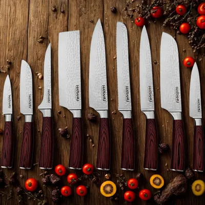 Produktbild von Set Küchenmesser HK-39203 - 9-teiliges Set in Braun für präzise Schneidarbeiten KP39203