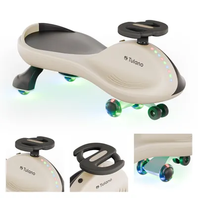 Produktbild von Tulano Focus 35 Beige – Rutschauto für Kinder - Gravity Ride-On Fahrzeug mit LED-Lichtern für Kinder ab 3 Jahren - Auto Swing Car Rutscher