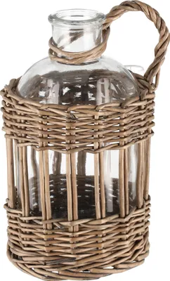 Produktbild von Glasflasche mit Weidenhenkel, 20 cm