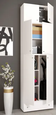 Produktbild von VCM Holz Besenschrank | 6 Fächer | Maße: H. 240 x B. 70 x T. 39 cm | Haushaltsschrank | Mehrzweckschrank | Aufsatz mit 2 Türen | Extra Schublade - Lona