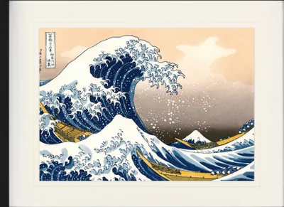 Produktbild von Katsushika Hokusai Gerahmtes Bild Mit Edlem Passepartout | Wand-Bilder | Im Bilderrahmen - Die Große Welle Vor Kanagawa (60 x 80 cm)