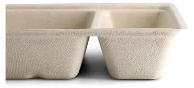 Produktbild von Pommes-Schale aus Zuckerrohr mit 2 Kammern, 12 x 20 x 3,5 cm