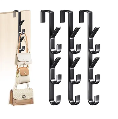 Productafbeelding van Handtashaken - Set van 3 - Handtasorganizer voor deur - Verticale deurhaak - Multifunctionele deurhaken voor handtassen