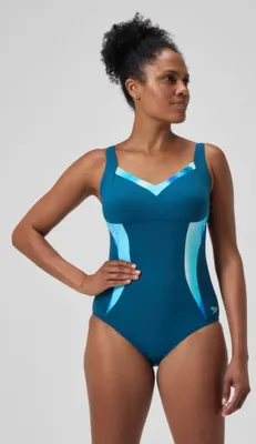 Zdjęcie produktu dla SPEEDO Damska koszulka kształtująca z nadrukiem LunaElustre 1-częściowa Dark Teal 42