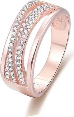 Immagine prodotto di Anello in argento placcato oro rosa con zirconi AGG340, 60 mm