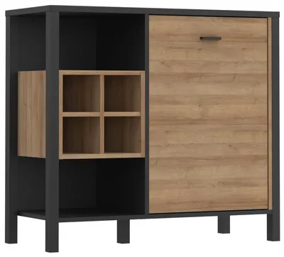 Produktbild von Kommode Sideboard Stauraum ca. 93 cm HIGH ROCK Riviera Eiche Nb. / Schwarz