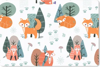Produktbild von MuchoWow® Schreibtischunterlage Muster - Fuchs - Baum 60x40 cm - XXL Mauspad - Großes Mauspad