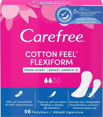Obrázek produktu pro Carefree Bavlna Feel Flexiform Wkładki higieniczne, 56 sztuk