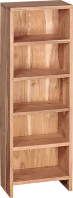 Produktbild von CD Regal MUMBAI Massivholz Akazie Standregal 90 cm hoch CD-Aufbewahrung 5 Fächer Bücherregal natur Landhaus-Stil