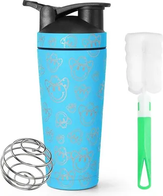 Produktbild von Famanu Proteinsch shaker mit BlenderBall - 750 ml - vakuumisoliert - blau
