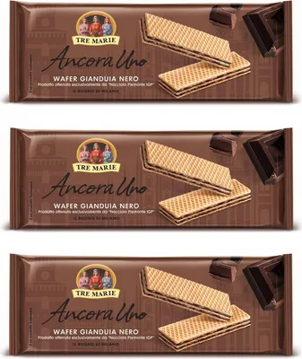 Produktbild von 3x Tre Marie Ancora Uno Wafer Gianduia Nero mit Gianduja-Creme Produkt erhalten von Piemont Haselnuss IGP 175g