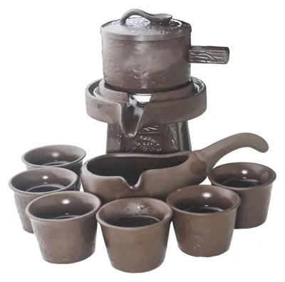 Image de Service à thé Gongfu, 6 tasses, porcelaine fine, rouge et blanc, 473 ml
