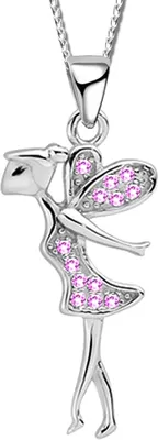 Produktbild von Mädchen Damen Kette Elfe Fee 42cm Halskette mit Anhänger echt 925 Sterling Silber Kette für Kinder Kinderschmuck K805+Org