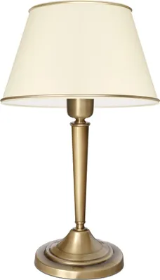 Produktbild von Messing Tischleuchte italienischer Messingkonus elegant Lampenschirm Ecru goldene Streifen H42cm Ø25cm E27 Goldpatina italienische Akzente