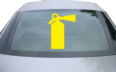 Produktbild von Indigos UG - Aufkleber Heckscheibe & Motorklappe DE2867 - gelb - 600x450 mm - Feürlöscher - Fisch - Auto Scheiben Fenster Heckklappe Tuning Racing JDM - Die cut